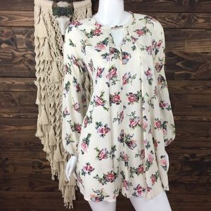 Umgee | Floral Flowy Keyhole Trapeze Dress‎